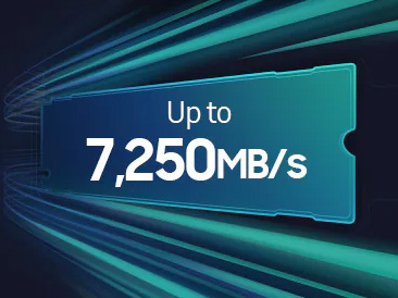 The phrase Up to 5,000 MB is written on a rectangle shaped like the 990EVO.